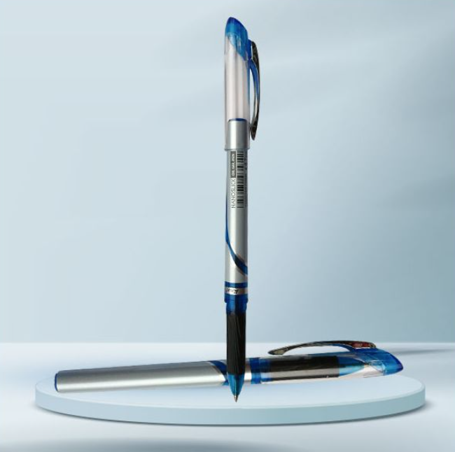 Pix cu capac si grip oil gel pen varf 0.7 mm capac transparent corp argintiu a plus